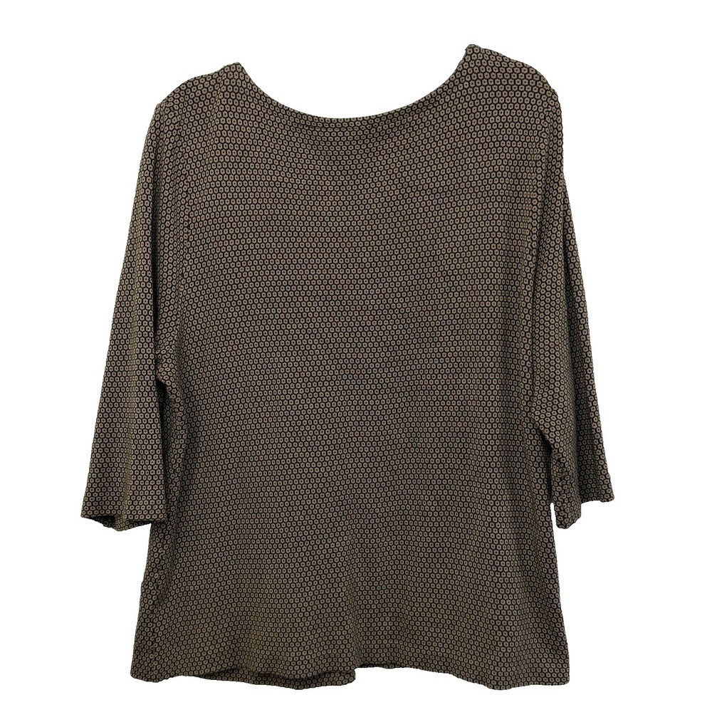 J Jill Tunic XL Camel & Black Geometric 3/4 Sleeve Workwear Capsule Wardrobe - Picture 3 of 15